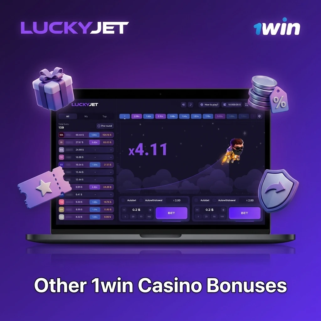 1win casino bonuses including cashback, promo code, reload, and referral offers for registered players